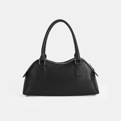 Kadın Siyah Deri Çanta Aksesuarlı Büyük Omuz Çantası