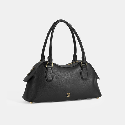 Kadın Siyah Deri Çanta Aksesuarlı Büyük Omuz Çantası