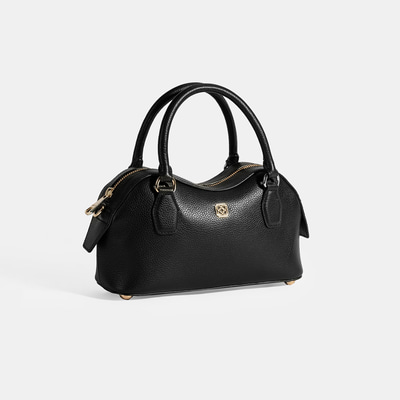 Kadın Siyah Deri Çanta Aksesuarlı Mini El Çantası