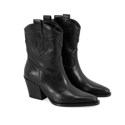 Kadın Siyah Deri Kovboy Bot