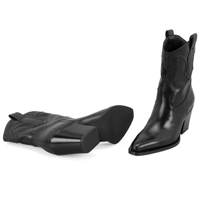 Kadın Siyah Deri Kovboy Bot