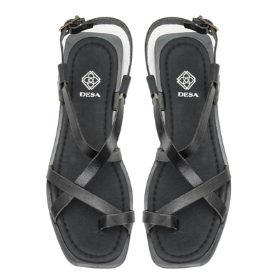 Kadın Siyah Deri Sandalet