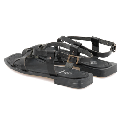 Kadın Siyah Deri Sandalet