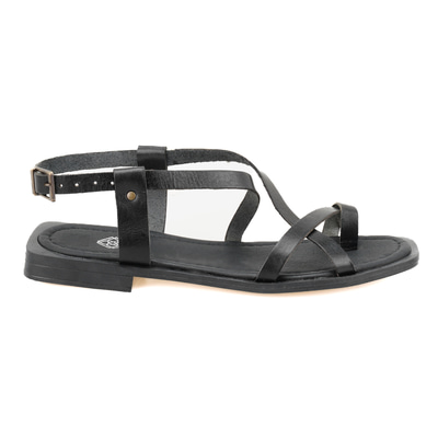 Kadın Siyah Deri Sandalet