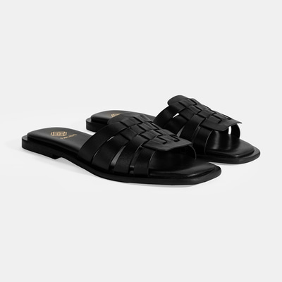 Kadın Siyah Deri Terlik