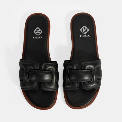 Kadın Siyah Deri Terlik