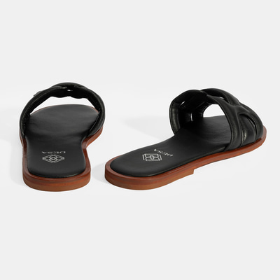 Kadın Siyah Deri Terlik