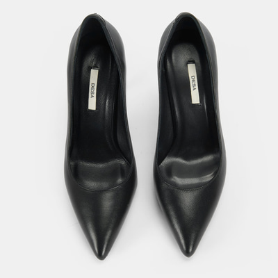 Kadın Siyah Deri Topuklu Klasik Ayakkabı