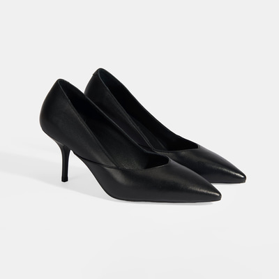 Kadın Siyah Deri Topuklu Klasik Ayakkabı