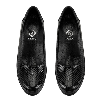 Kadın Siyah DesaComfort Dolgu Topuklu Deri Günlük Ayakkabı