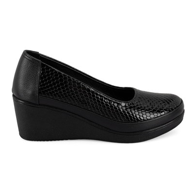 Kadın Siyah DesaComfort Dolgu Topuklu Deri Günlük Ayakkabı