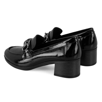 Kadın Siyah DesaComfort Topuklu Deri Loafer