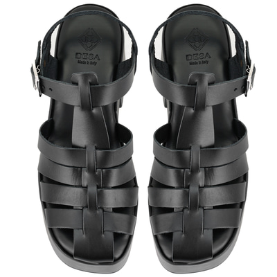 Kadın Siyah Dolgu Topuklu Deri Sandalet