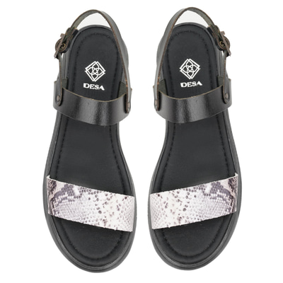 Kadın Siyah Egzotik Deri Sandalet