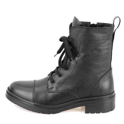 Kadın Siyah Fermuarlı Deri Bot