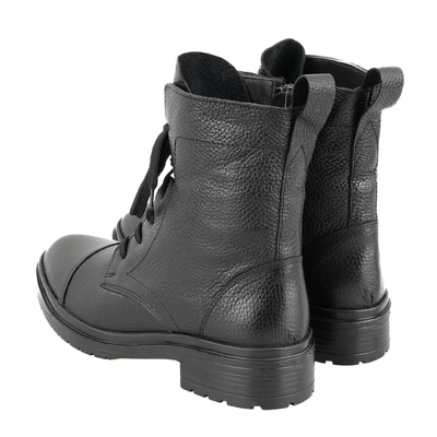 Kadın Siyah Fermuarlı Deri Bot