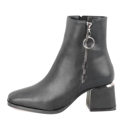 Kadın Siyah Fermuarlı Topuklu Bot