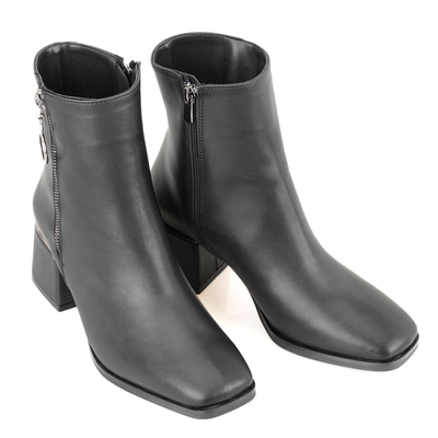 Kadın Siyah Fermuarlı Topuklu Bot