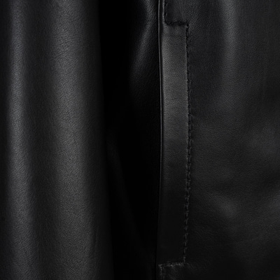 Kadın Siyah Gömlek Yakalı Deri Ceket