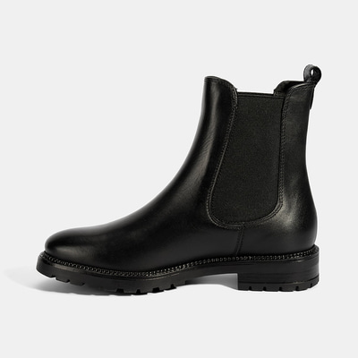 Kadın Siyah Kalın Topuklu Deri Bot