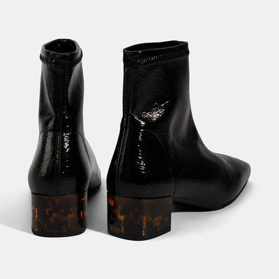 Kadın Siyah Kalın Topuklu Stretch Bot