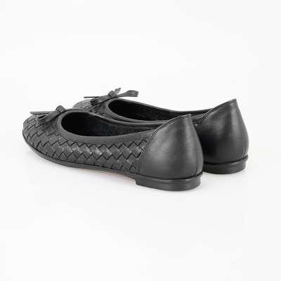 Kadın Siyah Kapitone Deri Babet