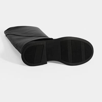 Kadın Siyah Katlama Detaylı Deri Çizme