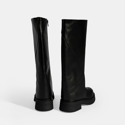 Kadın Siyah Katlama Detaylı Deri Çizme