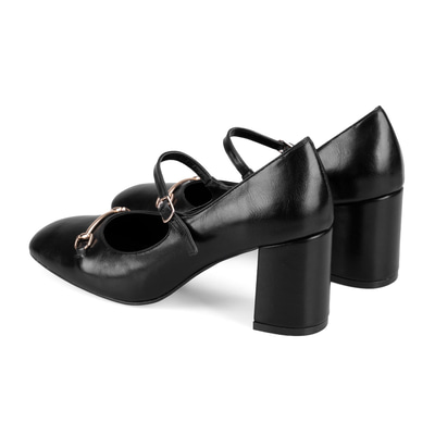 Kadın Siyah Klasik Topuklu Deri Ayakkabı
