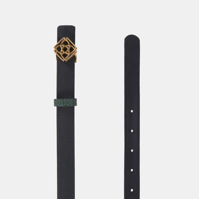 Kadın Siyah / Koyu Yeşil Çift Taraflı Deri Kemer