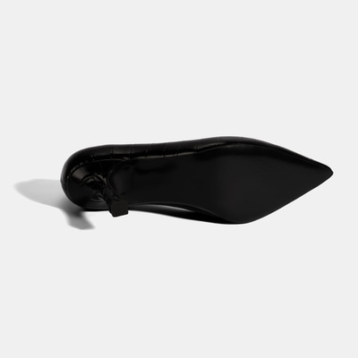 Kadın Siyah Kroko Baskılı Deri Stiletto