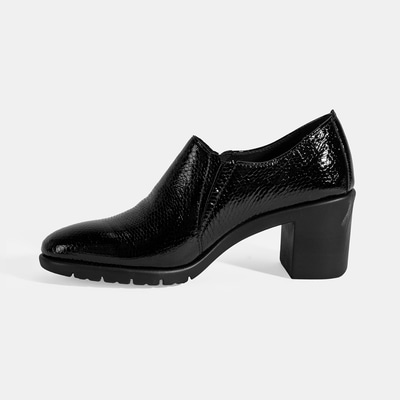 Kadın Siyah Kroko Baskılı DesaComfort Topuklu Deri Ayakkabı