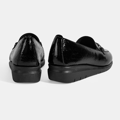 Kadın Siyah Kroko Baskılı DesaComfort Deri Ayakkabı