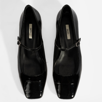 Kadın Siyah Kroko Baskılı Mary Jane Günlük Ayakkabı