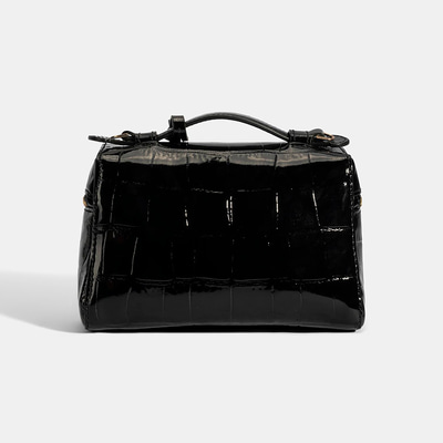 Kadın Siyah Kroko Baskılı Mini Deri El Çantası