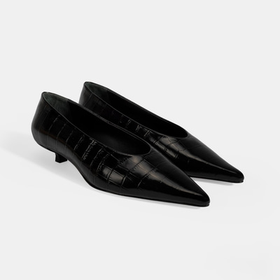 Kadın Siyah Kroko Baskılı Topuklu Ayakkabı