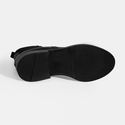 Kadın Siyah Lastik Detaylı Deri Bot