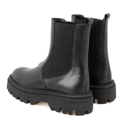 Kadın Siyah Lastikli Deri Chelsea Bot