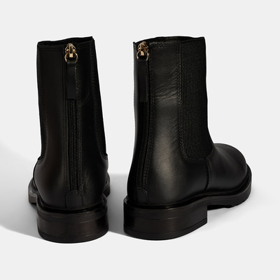 Kadın Siyah  Lastikli Deri Chelsea Bot