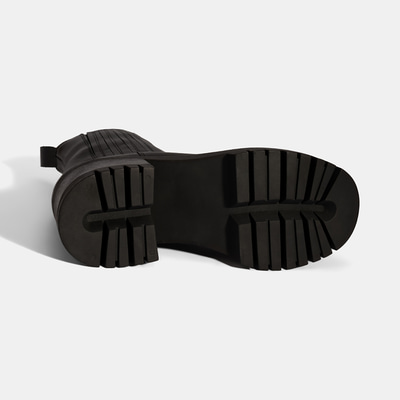 Kadın Siyah Lastikli Topuklu Deri Chelsea Bot