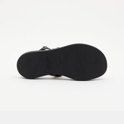 Kadın Siyah Leopar Desenli Tokalı Deri Sandalet