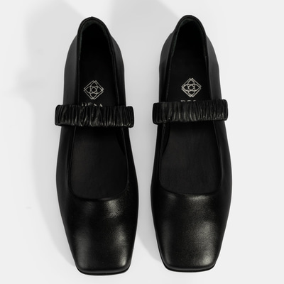 Kadın Siyah Mary Jane Deri Babet