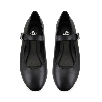 Kadın Siyah Mary Jane Deri Babet
