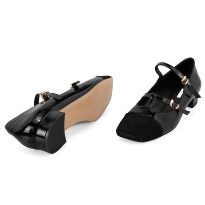 Kadın Siyah Mary Jane Rugan Babet