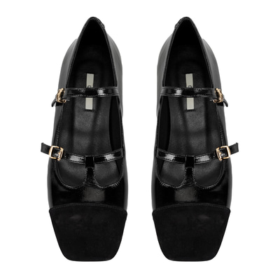 Kadın Siyah Mary Jane Rugan Babet