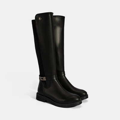 Kadın Siyah Metal Aksesuarlı Stretch Çizme