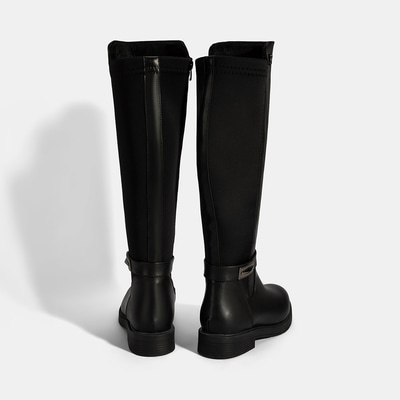 Kadın Siyah Metal Aksesuarlı Stretch Çizme