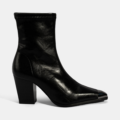 Kadın Siyah Metal Burun Detaylı Topuklu Stretch Bot