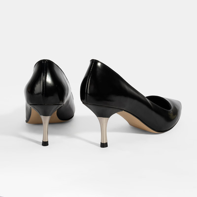 Kadın Siyah Metal Topuk Detaylı Rugan Abiye Ayakkabı