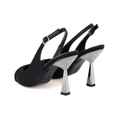 Kadın Siyah Parlak Taş Detaylı Topuklu Abiye Ayakkabı